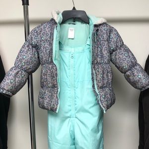 Snowsuit with matching coat.